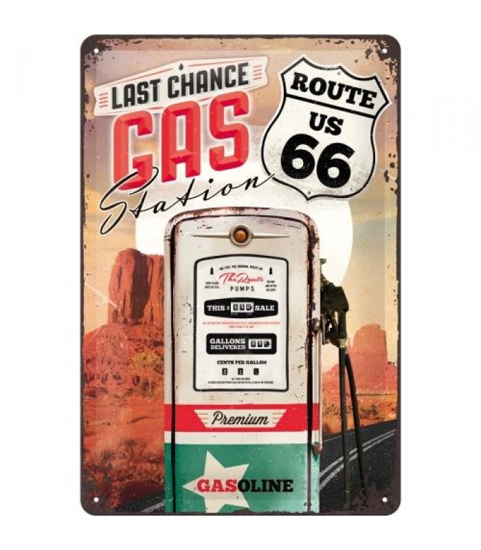 Табличка Nostalgic-Art "Route 66 - Gas Station" 20x30 (22215)