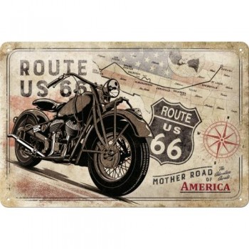 Табличка Nostalgic-Art "Route 66 - Bike Map" 20x30 (22279)