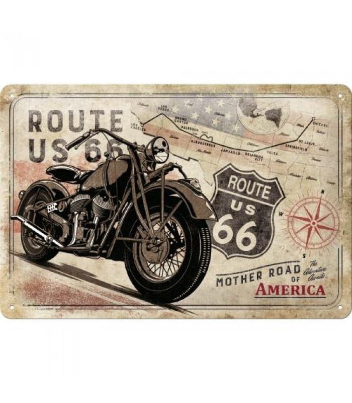 Табличка Nostalgic-Art "Route 66 - Bike Map" 20x30 (22279)