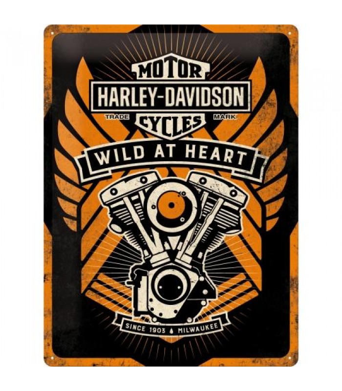 Табличка Nostalgic-Art "Harley-Davidson - Wild At Heart" 30x40 (23222)